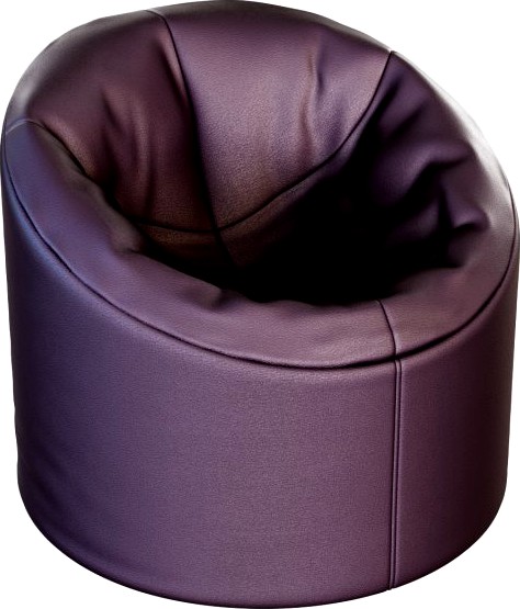 Soft brown Faux leather pouf 3D Model