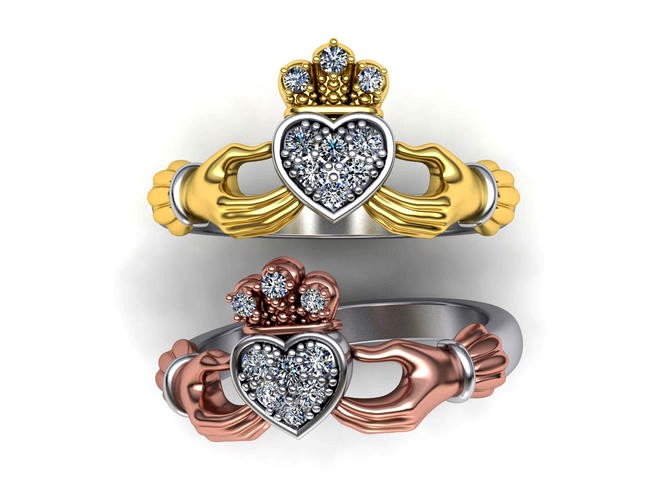 Claddagh Engagement ring Irish ring 3d print model | 3D