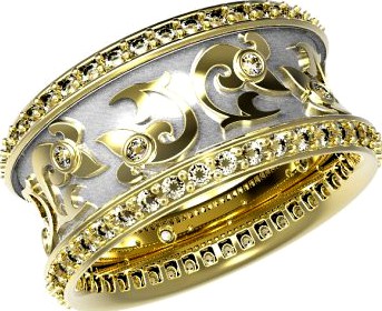 Gold ring with enamel and diamonds 3 3D Model