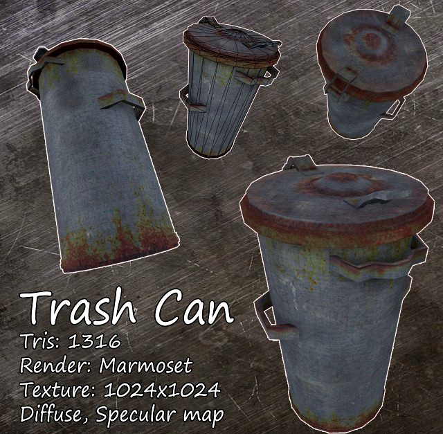 Download free Trash Can 3D Model