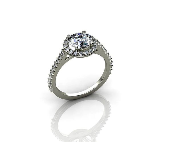 Soliter Diamond 18K White Gold Ring | 3D