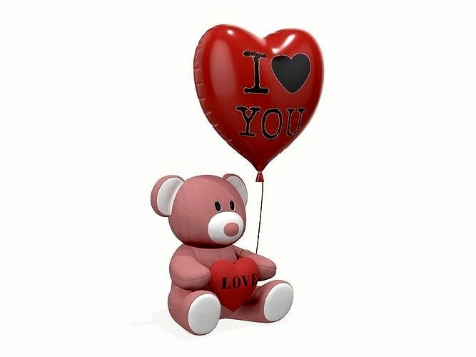 bear teddy plush toy with heart and balloon