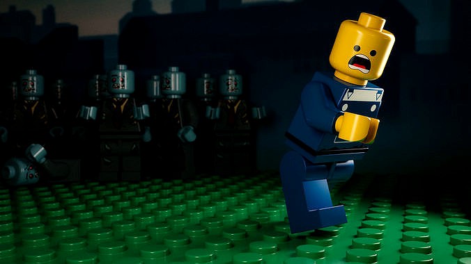 Legoman Scaping from Zombies