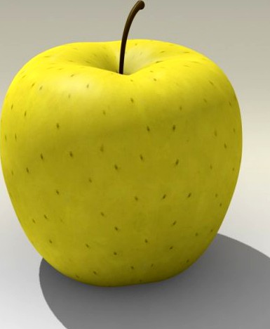 Photorealistic Yellow Apple 3D Model