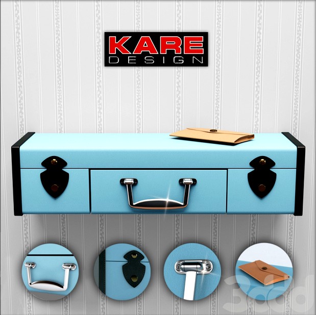 Полка Kare Wall Shelf Suitcase Light Blue 1Drw,78366