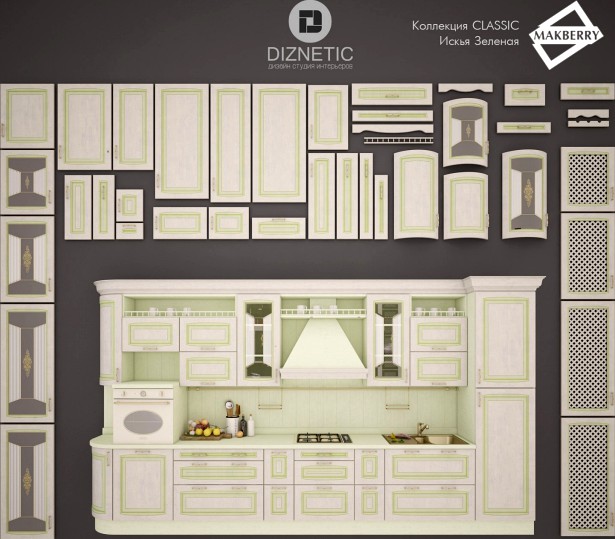 Классическая кухня Искья зеленая