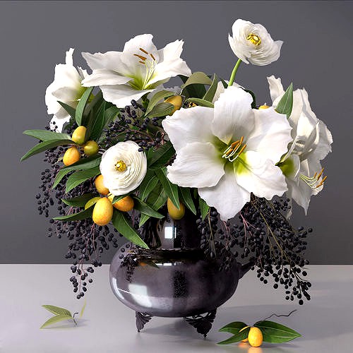 Classy Elegant Amaryllis Flowers-Fruit Vase