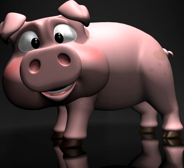 Cartoon Pig Rigged 3D Model