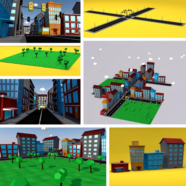 Low Poly City Pack 3D Model