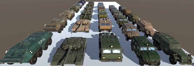 Russian Military Vehicles 29 Prefabs I Optimized I LP I PBR