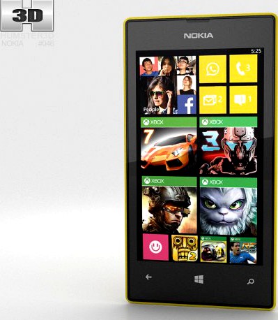 Nokia Lumia 525 Yellow 3D Model