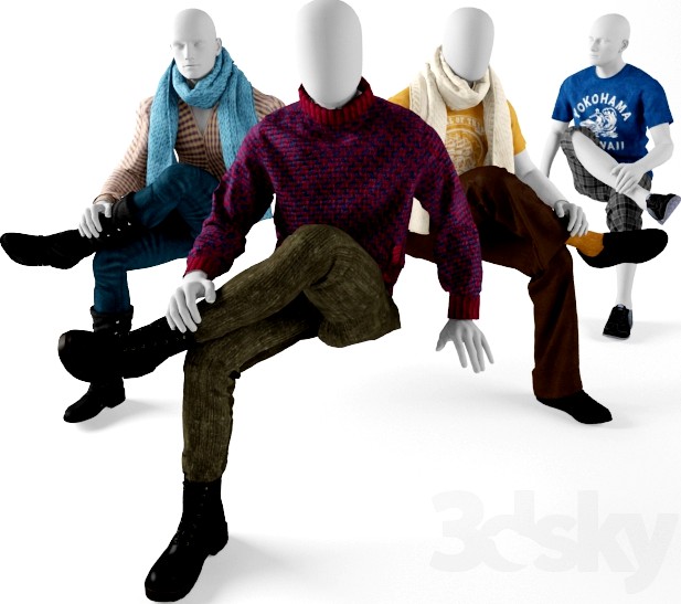 Seated male mannequin 3d model
