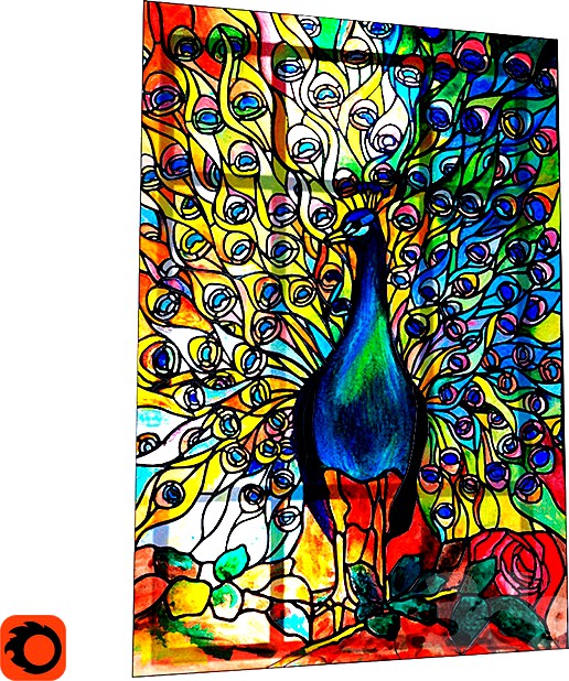 Glass Peacock / Stained Glass Peacock