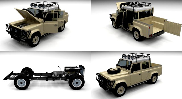 Full Land Rover Defender 110 Double Cab Pick Up 3D Model