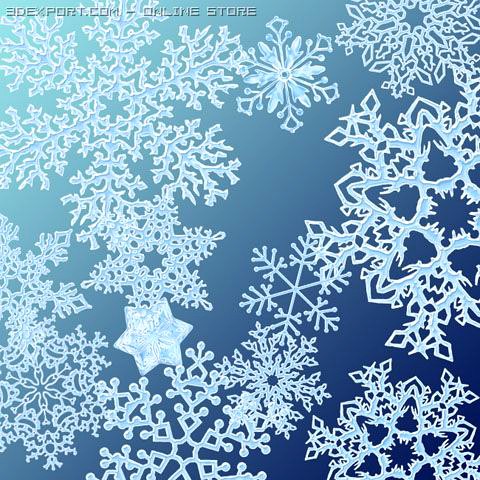 Crystal Snowflakes TGA 3D Model