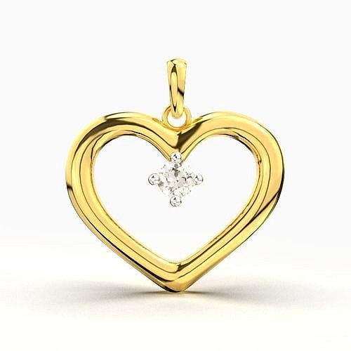 SINGLE DIAMOND HEART PENDANT | 3D