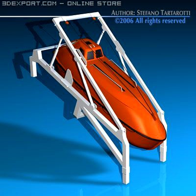 Life boat free fall ramp 3D Model