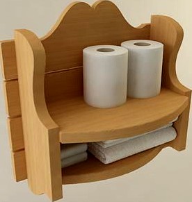Country Bathroom Storage Shelf 3D Model