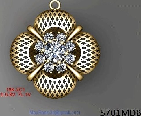 Womens pendants diamond Italian flower grid type | 3D