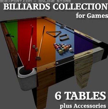 Low Poly Billiards Collection 3D Model