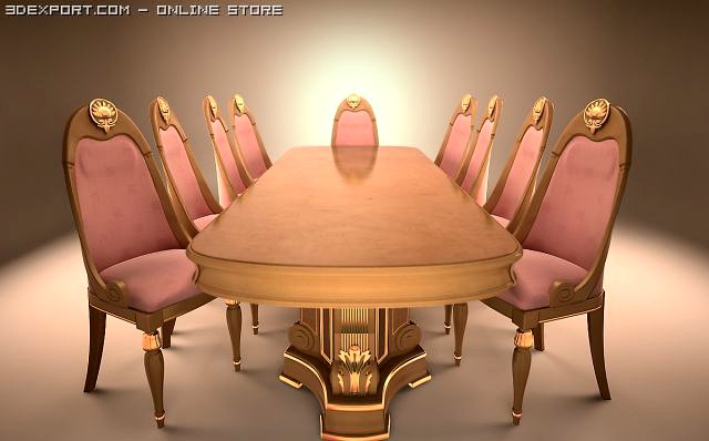 Table and chair classic 3D Model