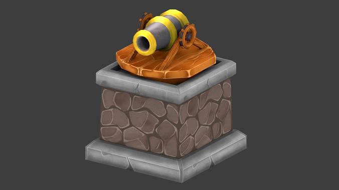 Cannon Tower low-poly 3D model