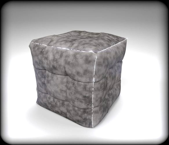 Chesterfield Ottoman Smoky Cube with Led