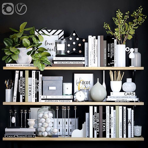 Books shelves decor set