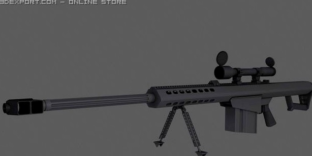 Barrett 50 Cal Sniper Rifle 3D Model
