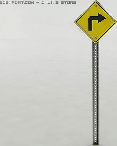Right Turn Sign 3D Model