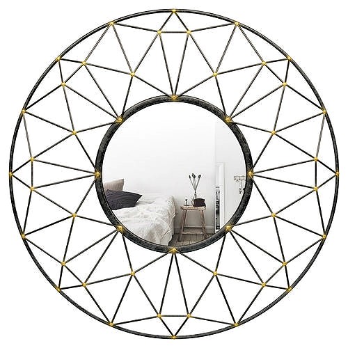 Bal Harbour Round Geometric Frame Accent Mirror BYST5344