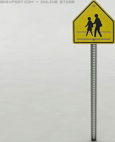 School Crossing Sign 3D Model