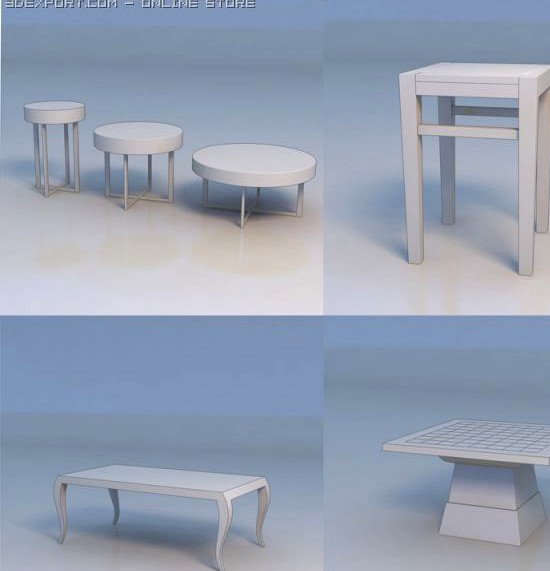 Table round table desk 3D Model