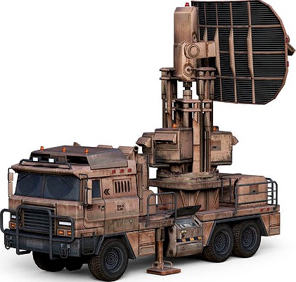 Military vehicle with radar