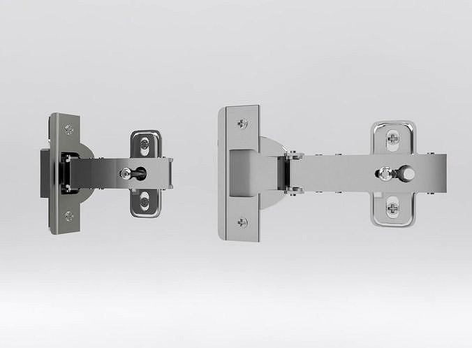 Cabinet hinge with mounting plate and screws