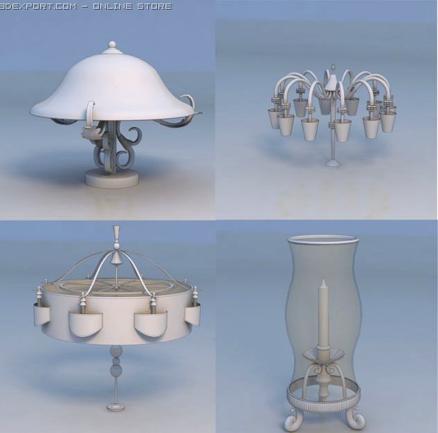 Pendant light lamp candle 3D Model