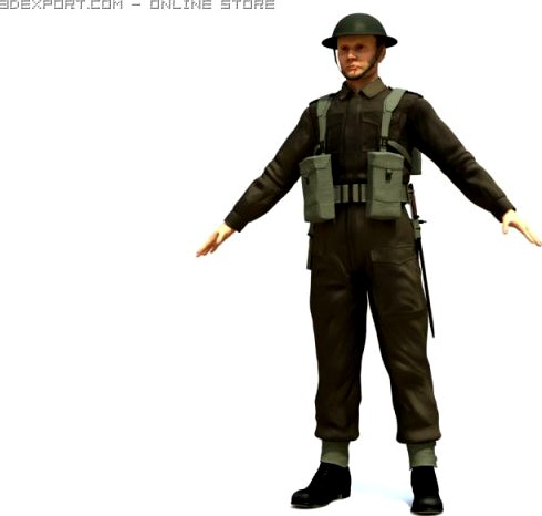 British WWII Soldier 3D Model