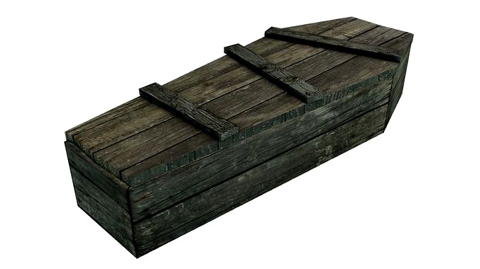 Low Poly Old Rustic Coffin With PBR Materials