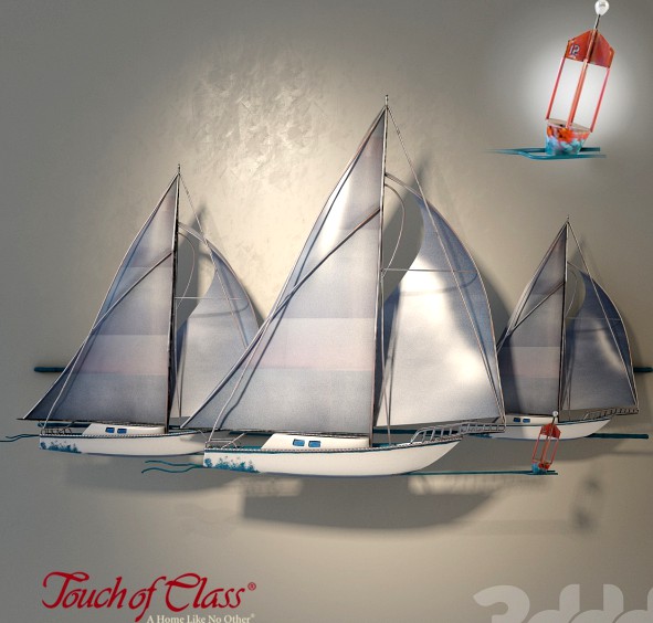 Touch Of Class, &quot;At the Races Sailboat&quot; Metal Wall Sculpture
