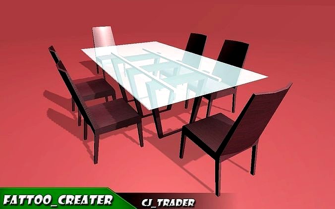 low poly dining table 3d model
