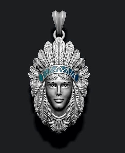 Native American Indian girl pendant | 3D