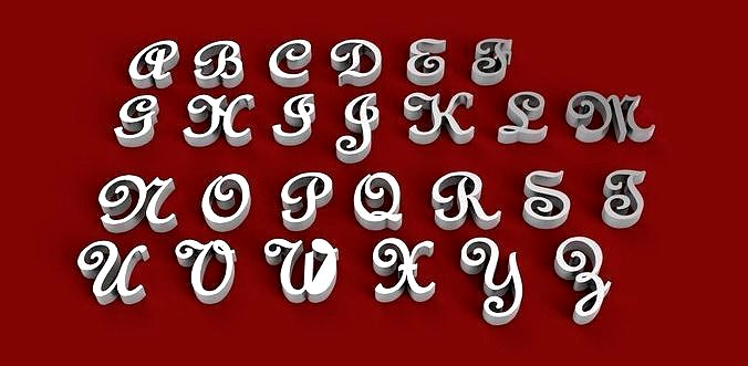 FRENCH STYLE font uppercase and lowercase 3D letters STL file | 3D