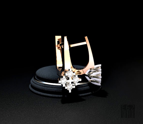 diamond earrings 3D model | 3D