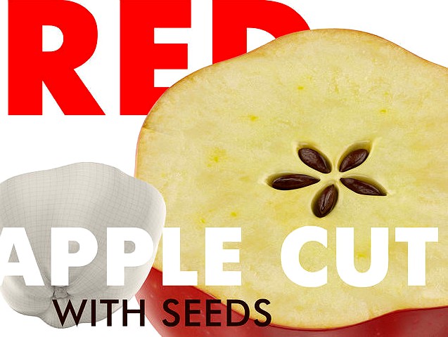 RED APPLE CUT WITH SEEDS