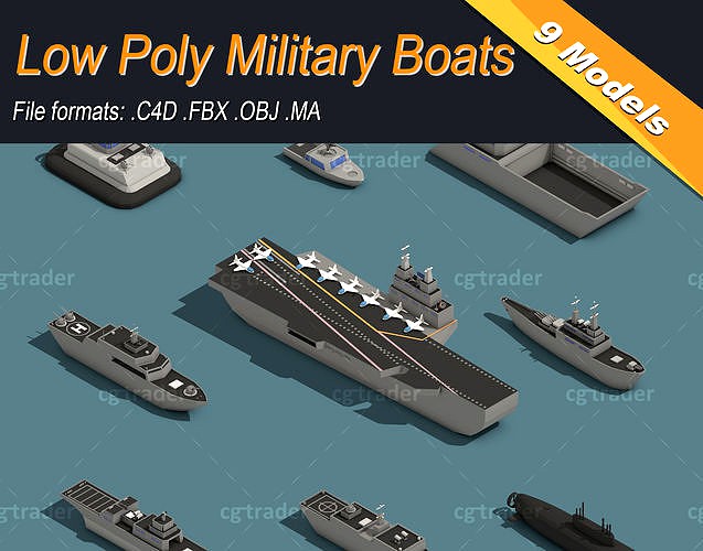 Low Poly Military Boats Isometric Icon