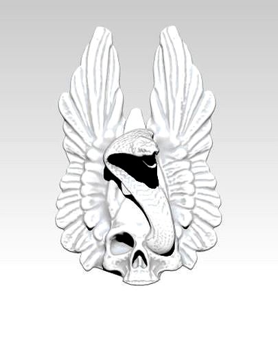 Skull Snake Cobra Wings Pendant | 3D