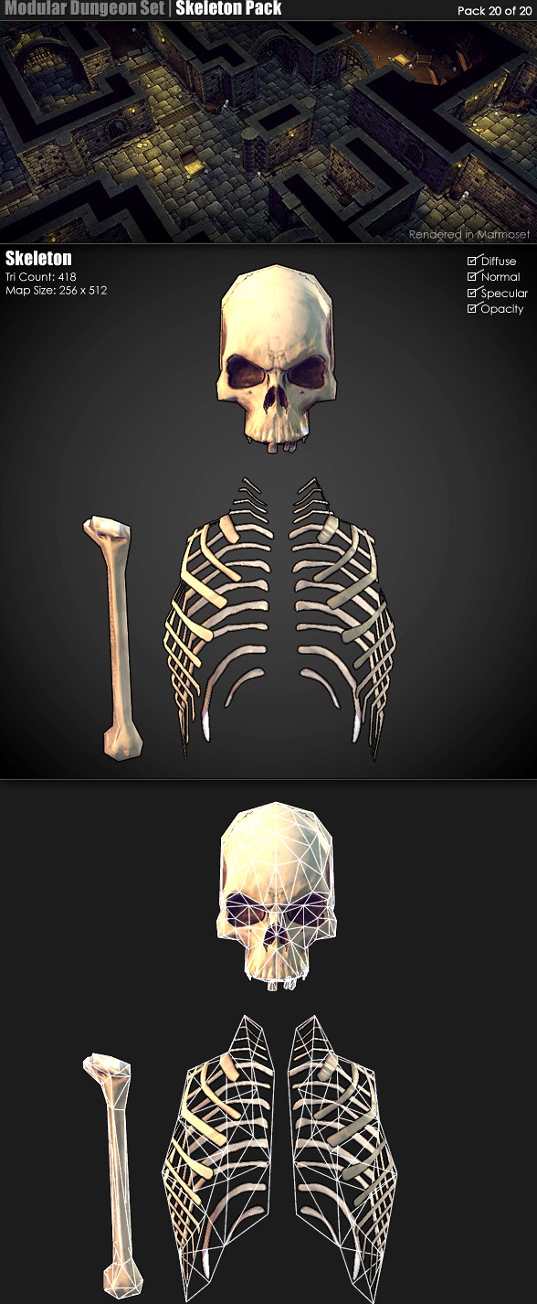 Modular Dungeon Set | Skeleton Pack (20 of 20)