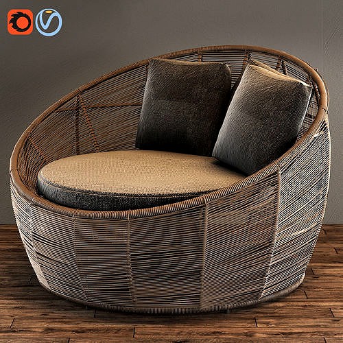 Tamarin Round Grey Resin Wicker Garden Armchair