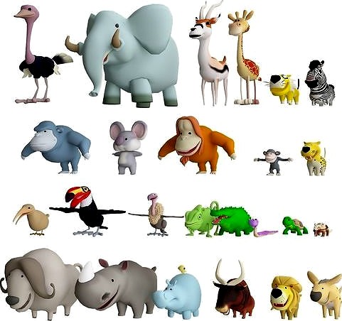 low poly animals pack 3d model