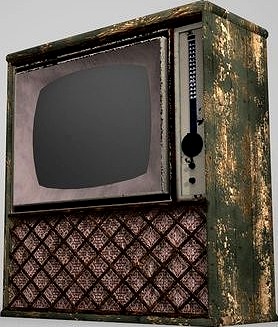 Ancient and retro wooden frame TV set